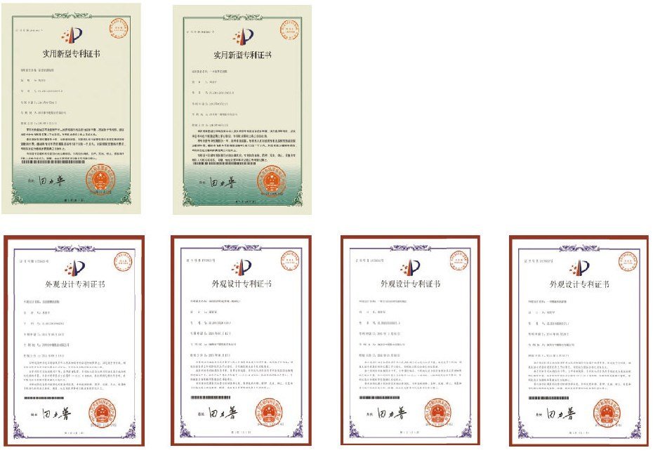 Registered utility model and design patent certificates