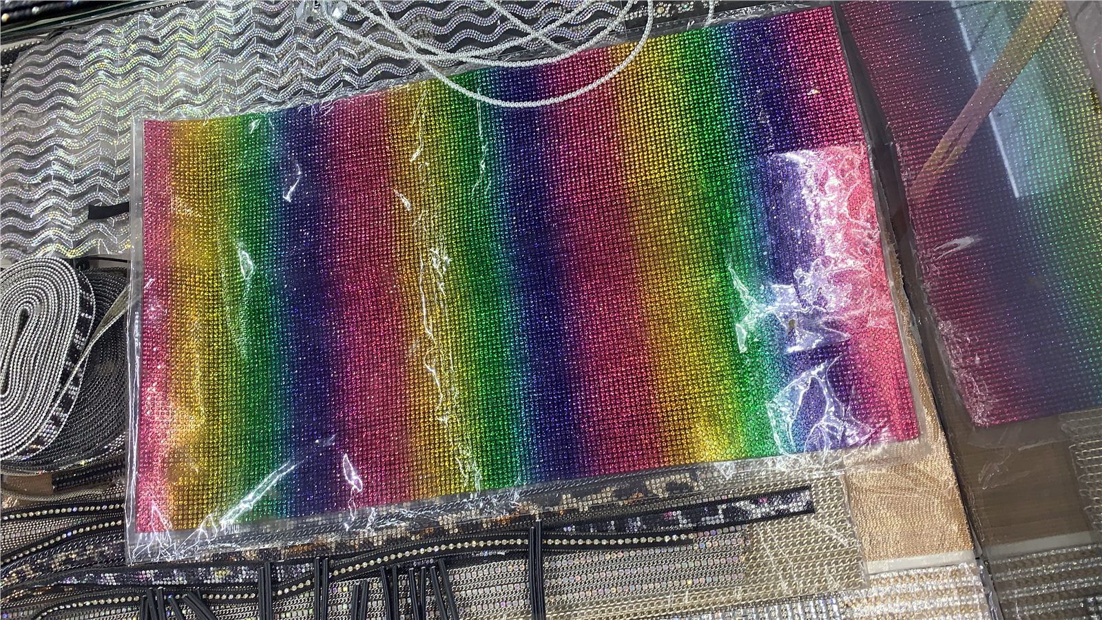OEM/ODM Services Rhinestone mesh fabric